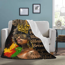 Load image into Gallery viewer, Afro_Queen_Juneteenth_blanket Ultra-Soft Micro Fleece Blanket 60&quot;x80&quot;
