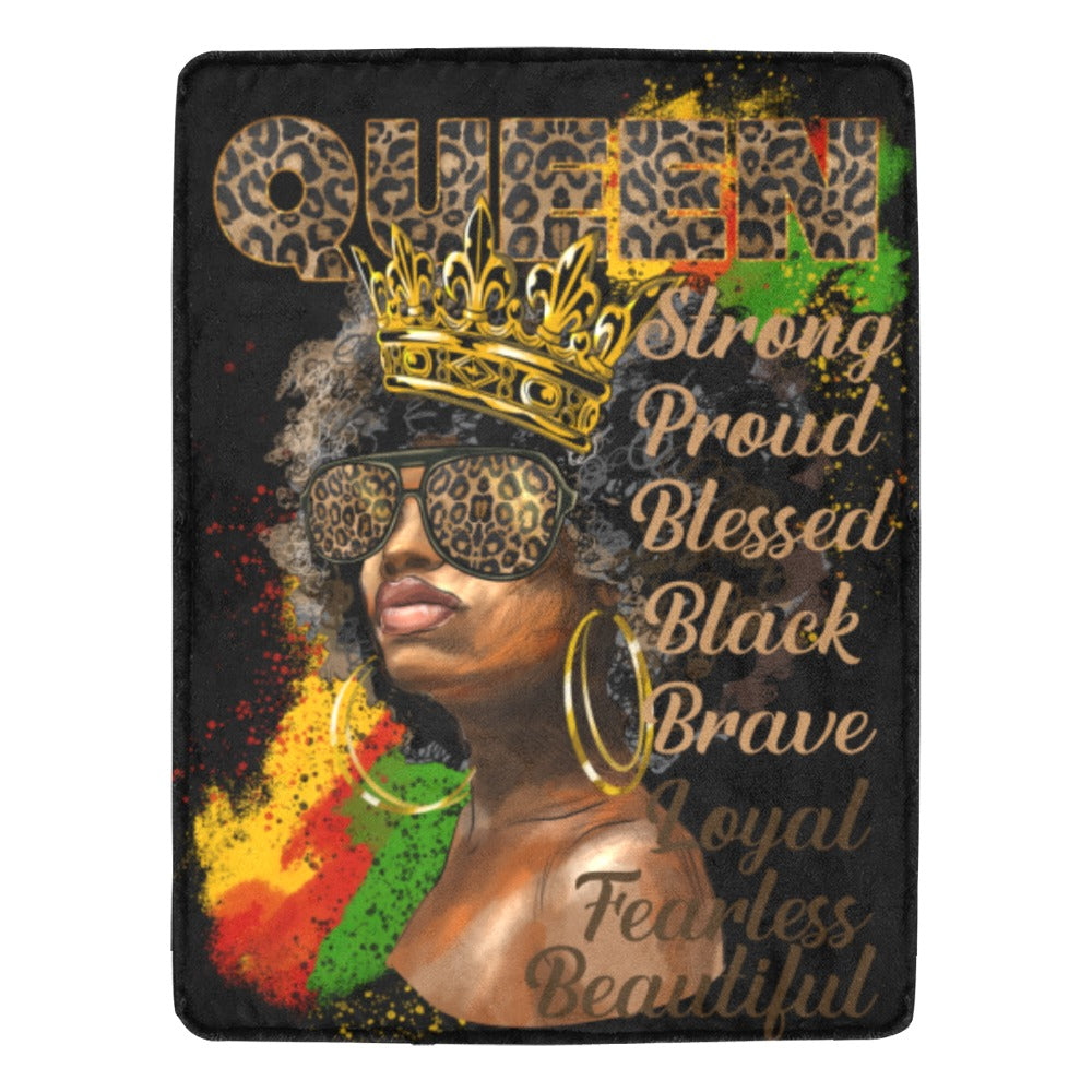 Afro_Queen_Juneteenth_blanket Ultra-Soft Micro Fleece Blanket 60